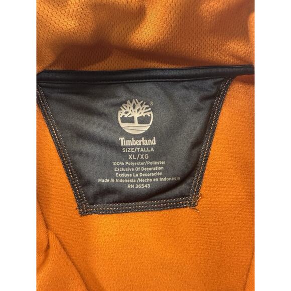 Timberland Sweater Mens XL Rust Orange Fleece Quarter Zip Pullover Logo Outdoor - Picture 6 of 8